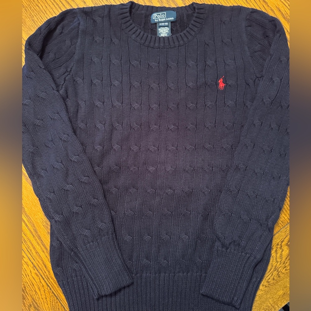 NWT Boys Ralph Lauren navy cable sweater